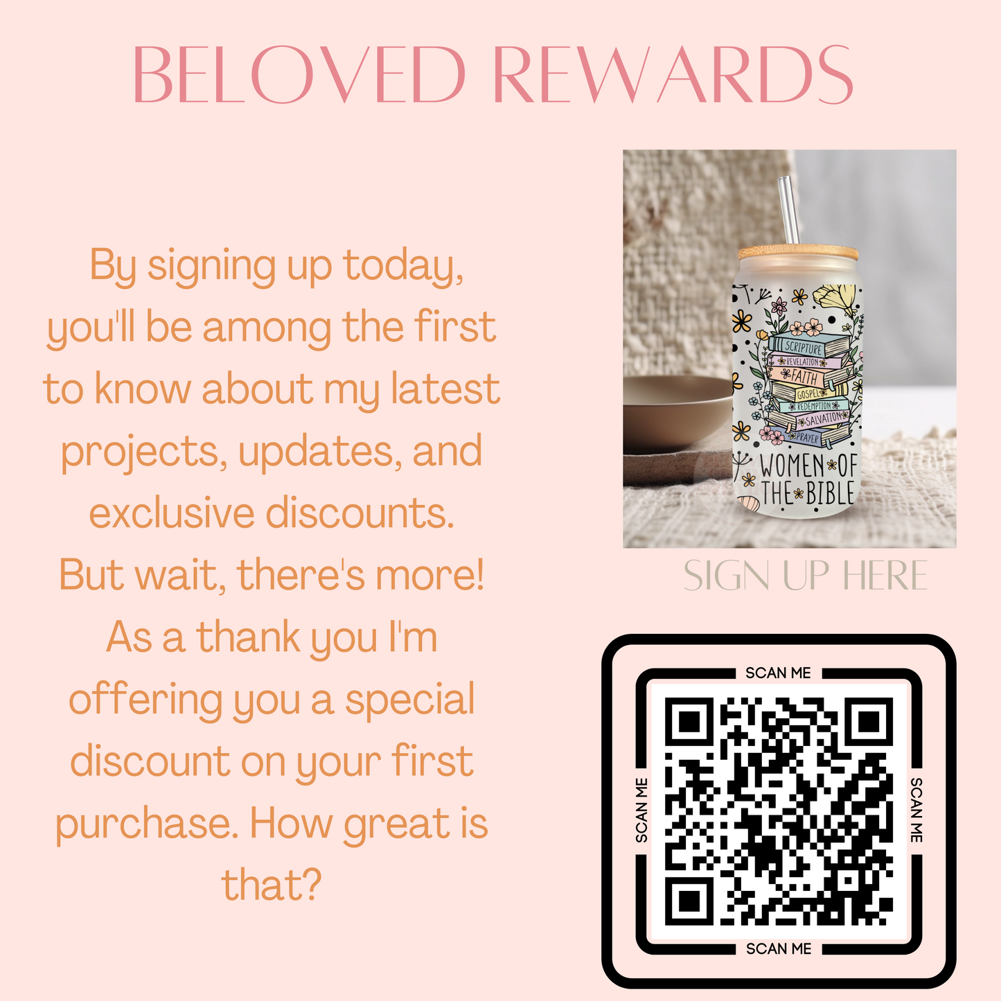 frosted 16oz floral women of the Bible