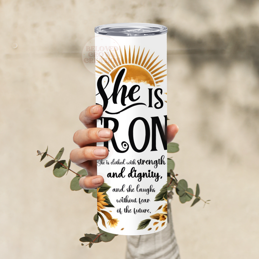 20 oz She is Strong Sunflower Tumbler