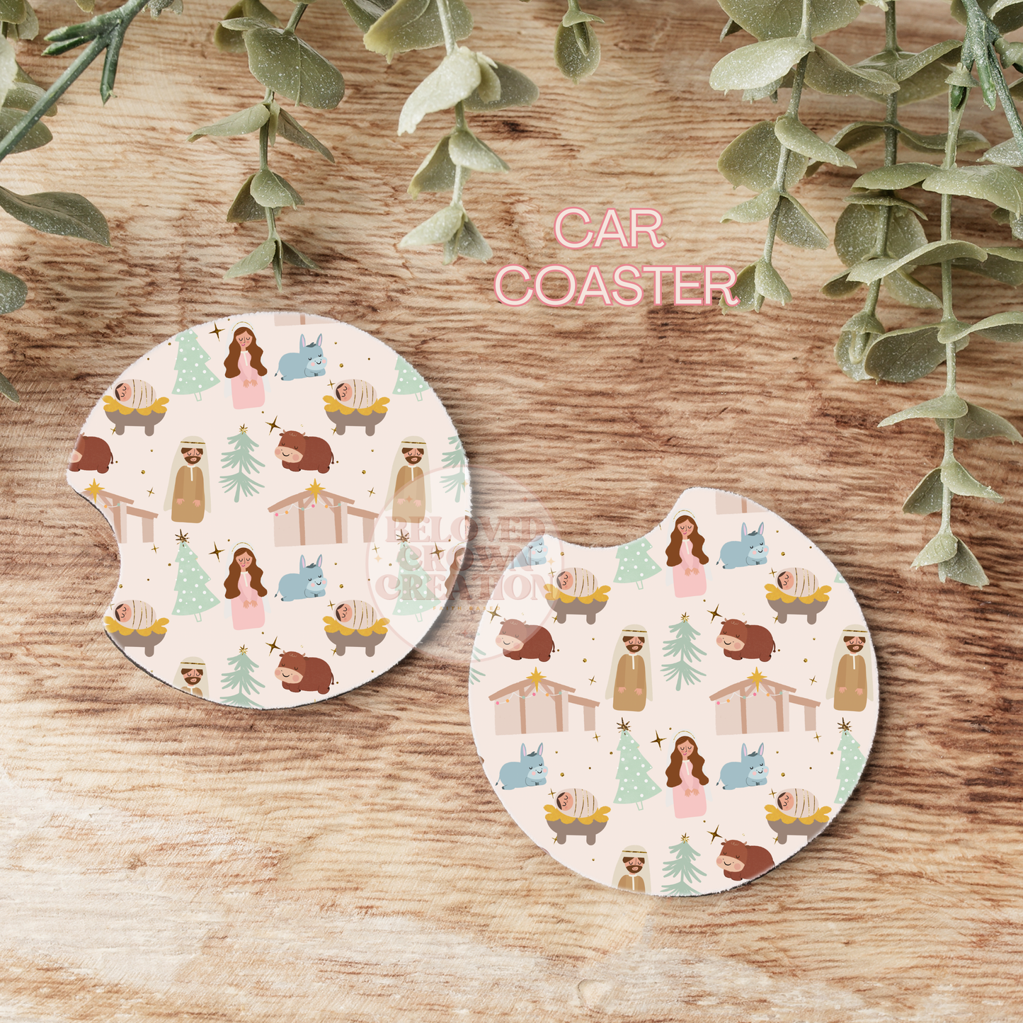 Car coaster nativity set of two